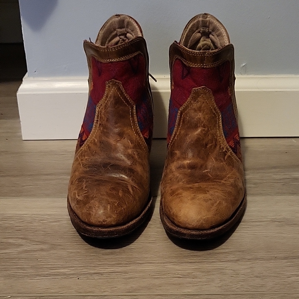 Brown and Maroon Ankle Boots
